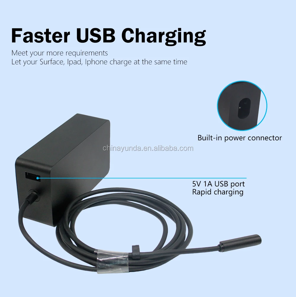 12v 3.6a 48w Charger For Microsoft Surface Rt Surface Pro 1 Pro 2 And Surface 2 Adapter 1512 1516 1536 With Usb Port - Buy Portable Charger For Tablet Adaper