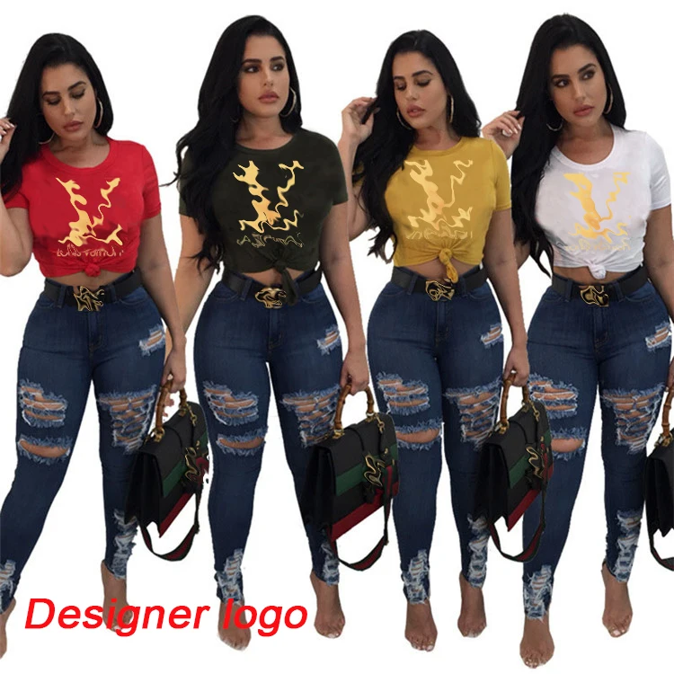 

Ladies Designer Casual O Neck Short Sleeve Letter Print T Shirt Women Sexy Graphics Print T-shirt Tops