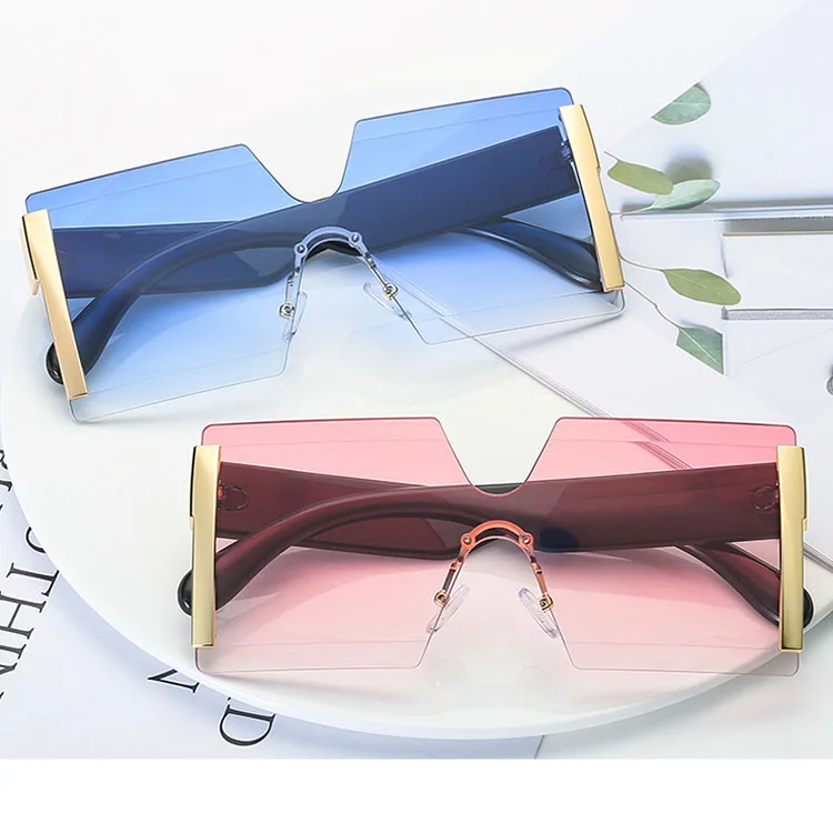 

Women Brand Designer One Piece Travel Sunglasses Oversized Square Rimless Sunglasses, Any color available