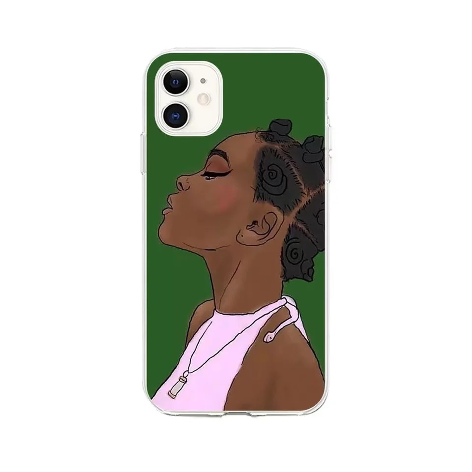 

Black girl phone case melanin poppin queen cover for iPhone 12/12pro/12 max case 6 6s 6SP 7 8 8S plus X XR XS max TPU cases