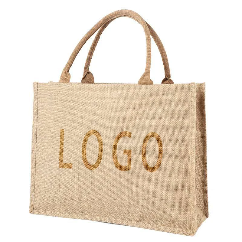 

Custom Logo Eco-friendly Canvas Promotional Tote Organic Handbag Large Reusable Jute blank Shopping canvas linen Bag, Optional standard as pic or customized