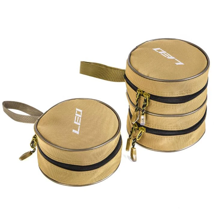 

Canvas Round Fishing Reels Bag Fishing Accessories Single Double Layers Holster Packet Lure Coil Bags, See details