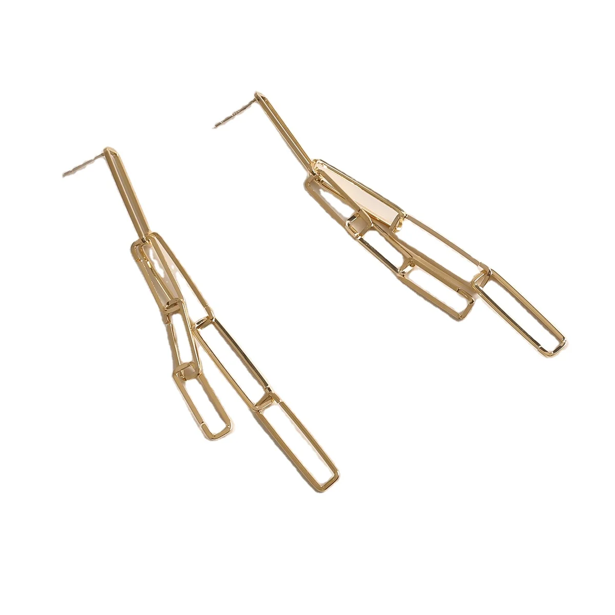 

Popular Jewelry Rectangular Dangle Earrings Silver Needle Drop Earrings Hoop Earrings Golden Circling Setting Costom Logo 3pairs