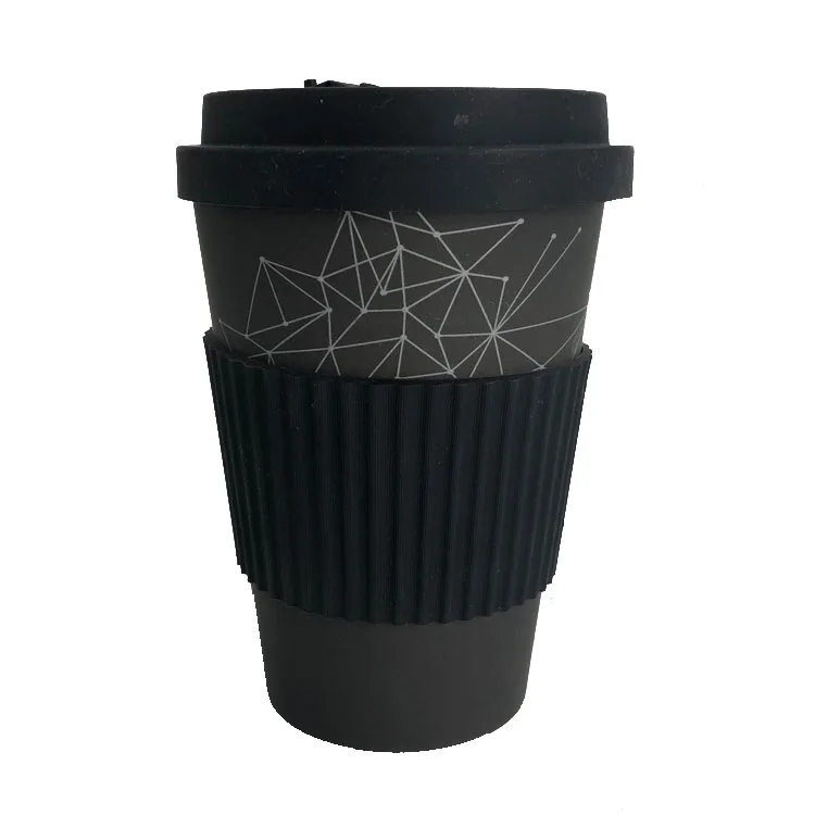

Food grade unbreakable biodegradable reusable bamboo fiber coffee cup wholesale takeaway mug with silicone lid bind, As picture/customized
