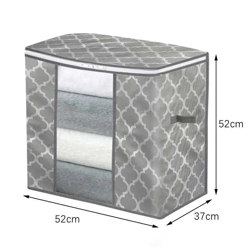 

ZQ12 Folding Clothing Storage Box Quilt Storage Bag Clothing Organizer Dustproof Zippered Storage Box Bag Organizer, As pic