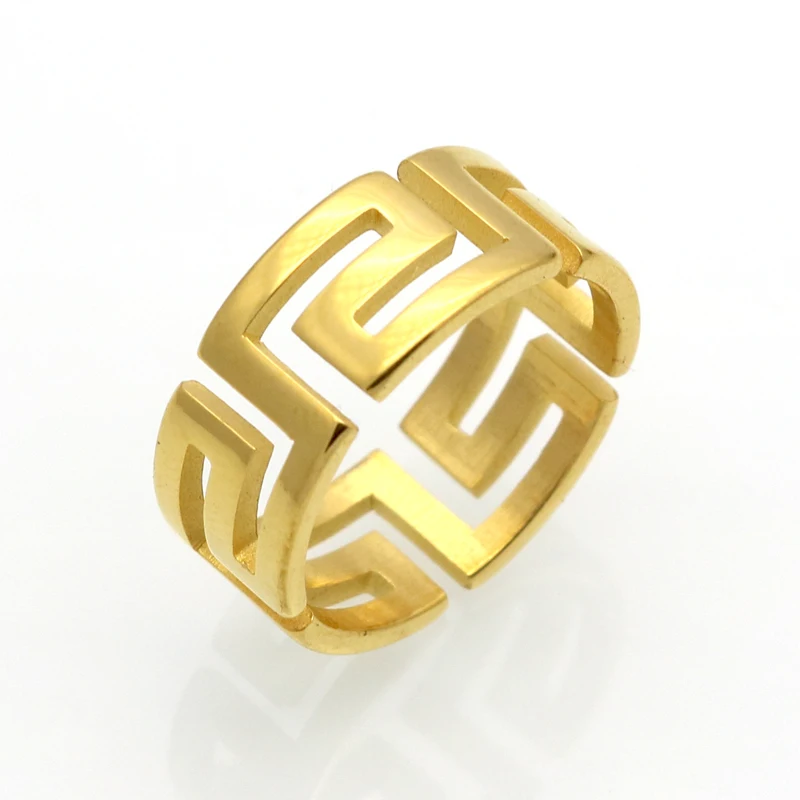 

Top Quality Great Wall Pattern Stainless Steel Ring For Women 18K Gold Plated Jewelry Wholesale