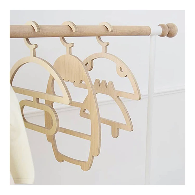 

Nordic ins cartoon baby room decorative cloth support mobile coat towel rack hanger wood hangers for clothing, Natural