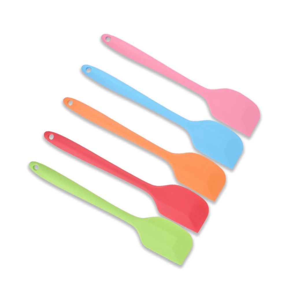 

11inch BPA Free One Piece Design Solid Heat-Resistant Non Stick Kitchen Utensil Silicone Scraper Spatula For Baking Cooking, Red/blue/green/orange/pink