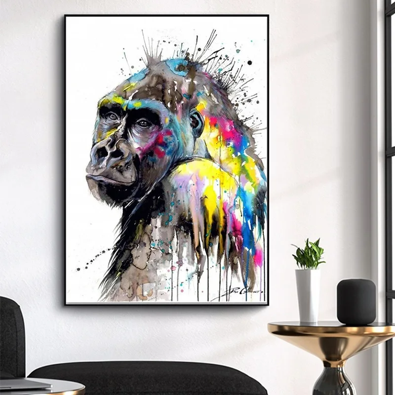 

Street Graffiti Art Monkey Gorilla Canvas Paintings Wall Art Abstract Animal Posters and Prints Home Decoration Picture Cuadros