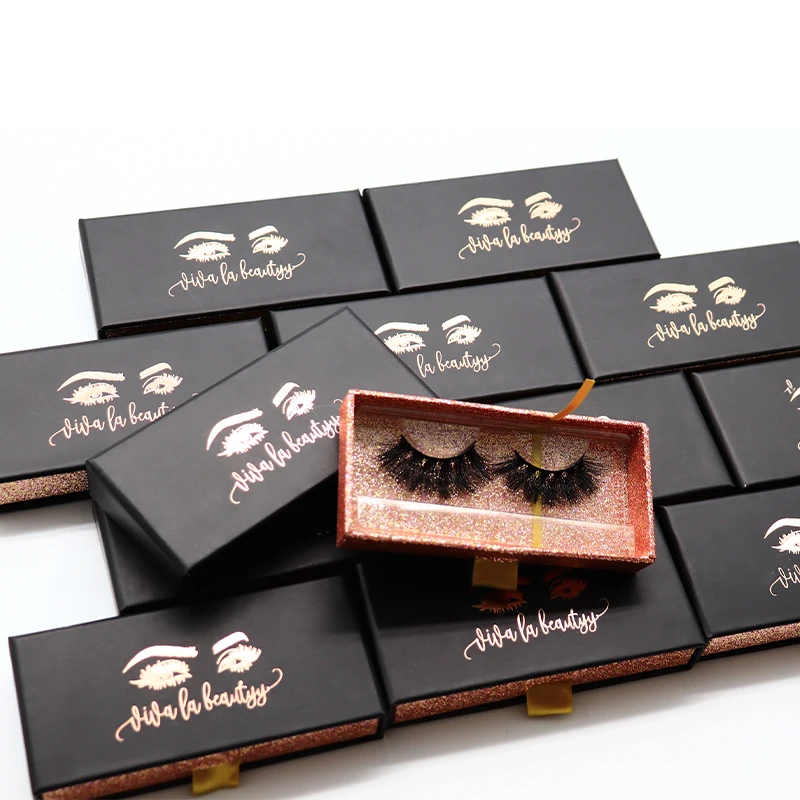 

New design 3d mink false eye lashes own brand 25mm wholesale mink eyelash packing box, Natural black