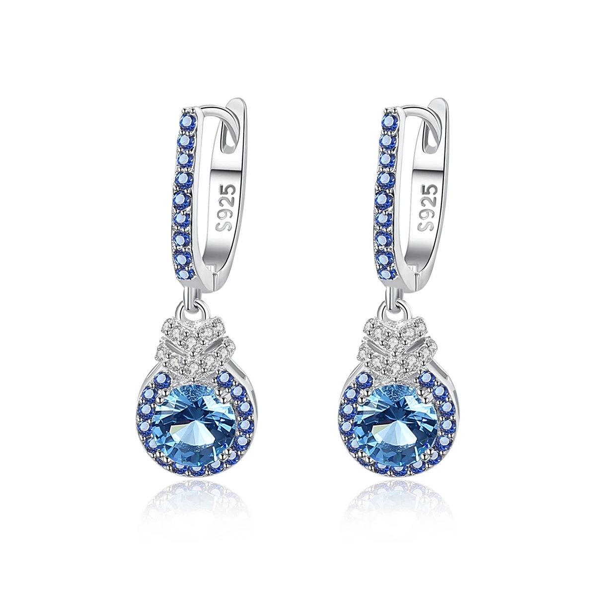 

CZCITY Luxury 925 Sterling Silver Drop Earrings Huggie Diamonds CZ Dangle Hooop Earrings for Women Silver Jewelry