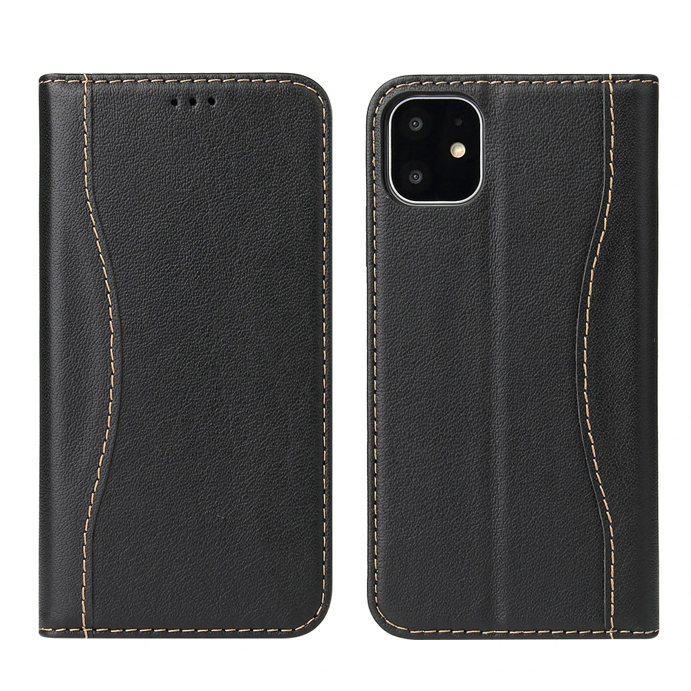 

Shockproof Luxury Genuine Leather Flip Case for Apple iPhone 11, Red, black, brown