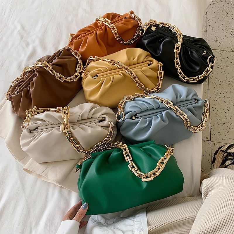 

Ladies Fashion Designer Soft PU Leather Chain Cloud Underarm Bag Dumpling Shoulder Crossbody Women Hand Bags Purses and Handbags