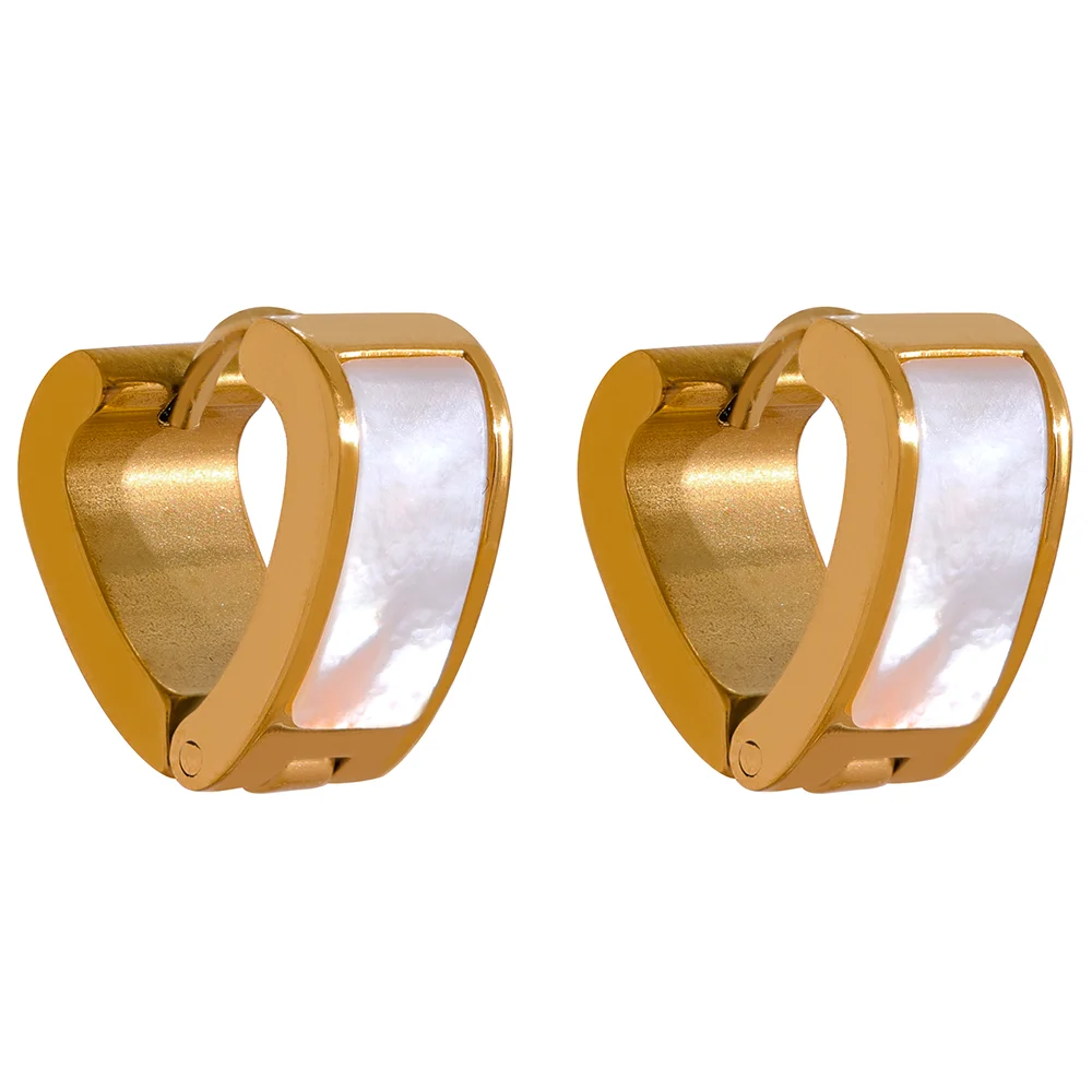 

JINYOU 1255 Stainless Steel Heart Hollow Metal Hoop Earrings Basic Daily Ear Jewelry for Women Gold Color Plated Trendy Stylish