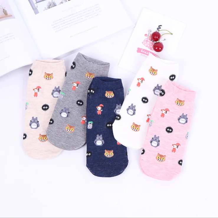 

HF femal socks cute cartoon pattern summer casual comfortable short tube boat socks