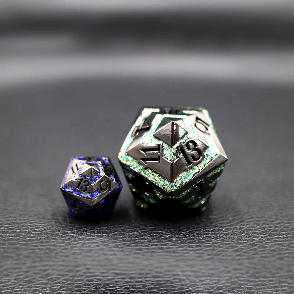 

Board game rpg custom dice dnd polyhedral metal stripe d20