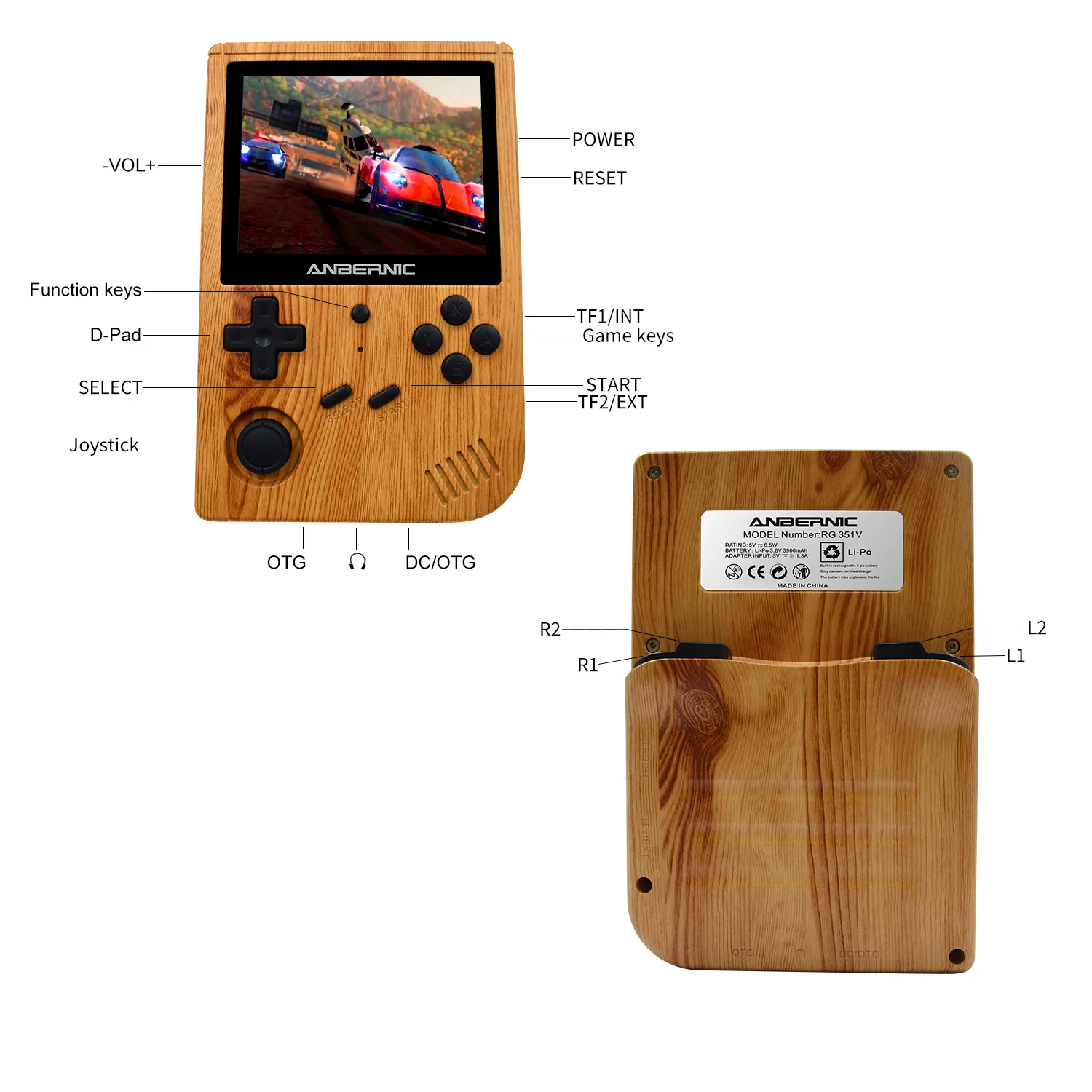 

New RG351V 3.5inch Open Source system Retro Game Console Mini Video Handheld Game Player with 16gb