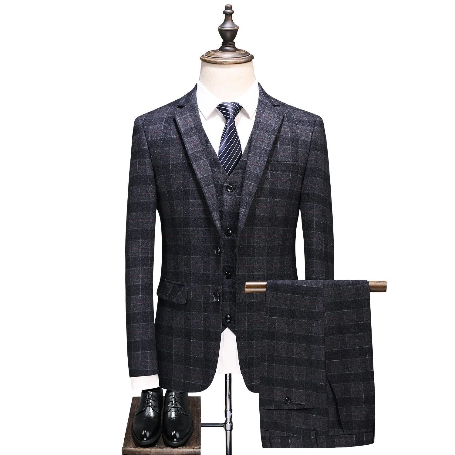 

Groom's wedding men's grey slim mens suits 3 piece slim fit Tailor made gentleman suits, Navy blue