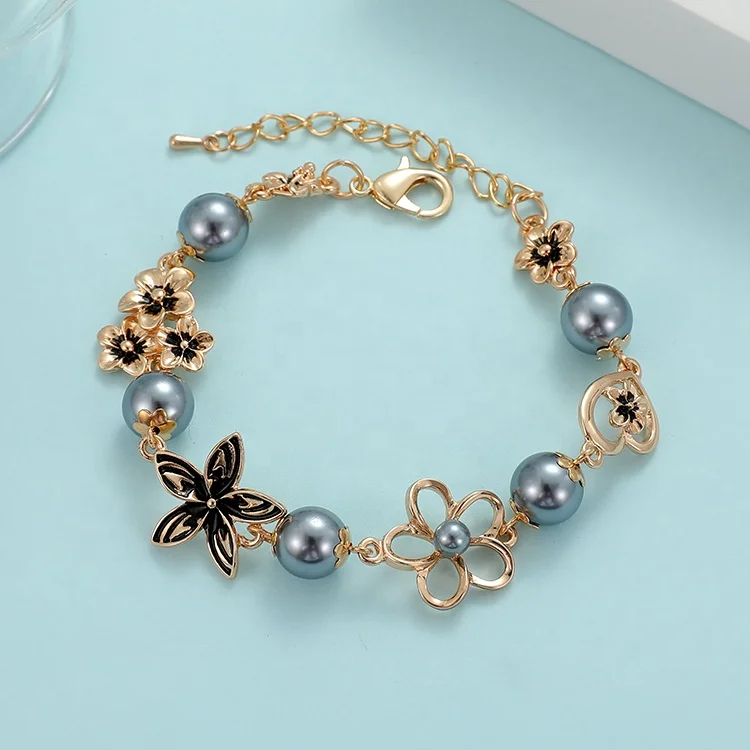 

Luxury Customized Name Beach Flower Shape Polynesia Hawaiian Bracelet For Women Jewelry, Golden
