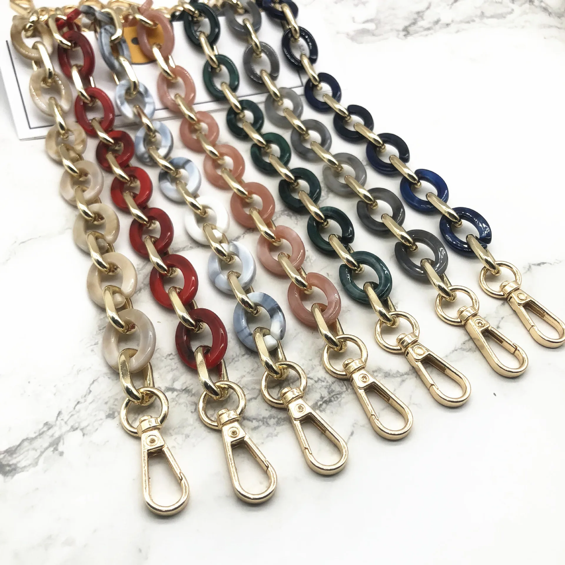 

New 38cm Length Chain Shoulder short Strap Handbag belt Ornament Accessories colorful Resin Acrylic Clutch Bag Strap Chain