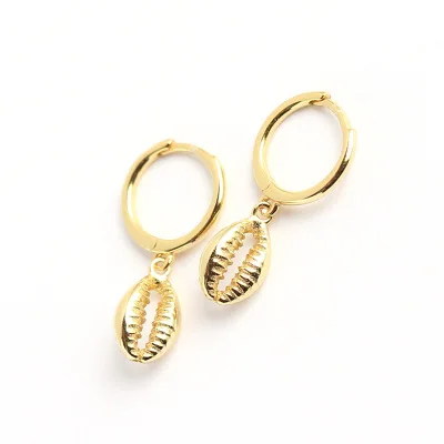 

2020 French Fashion Earrings Pendant S925 Sterling Silver Gold Hoop Shell Earrings Jewelry For Women Delicate Huggie Earrings