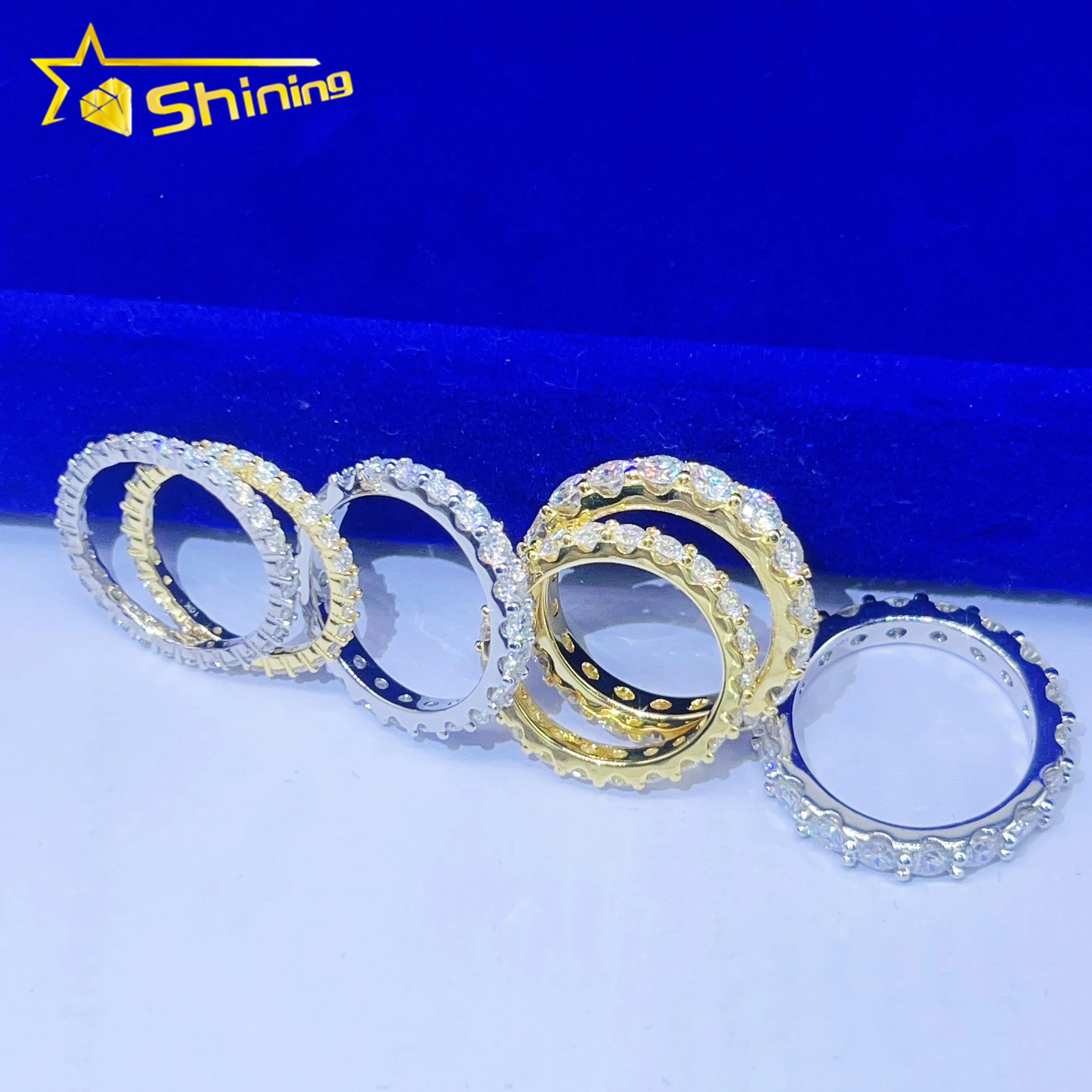 

Fully Eternity Band rings 2/3/4mm s925 luxury diamond women custom tennis ring vvs diamond moissanite engagement ring for women