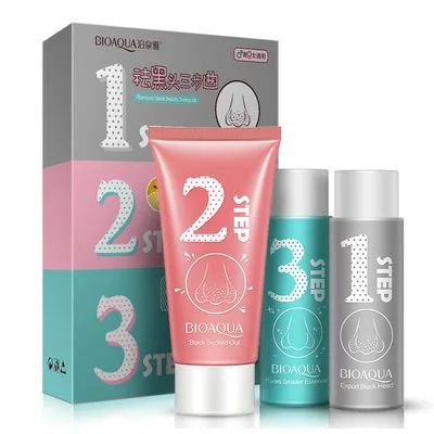 

BIOAQUA Moisturizing black mask and Nourishing skin 3 Steps Set Blackhead remover For Nose Care, As photo