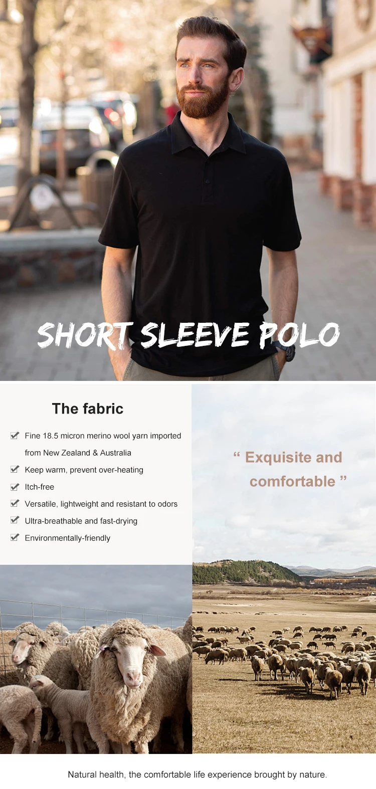 Enerup 100% merino wool polyester coolmax golf camisas camisetas polo suit tops t-shirt