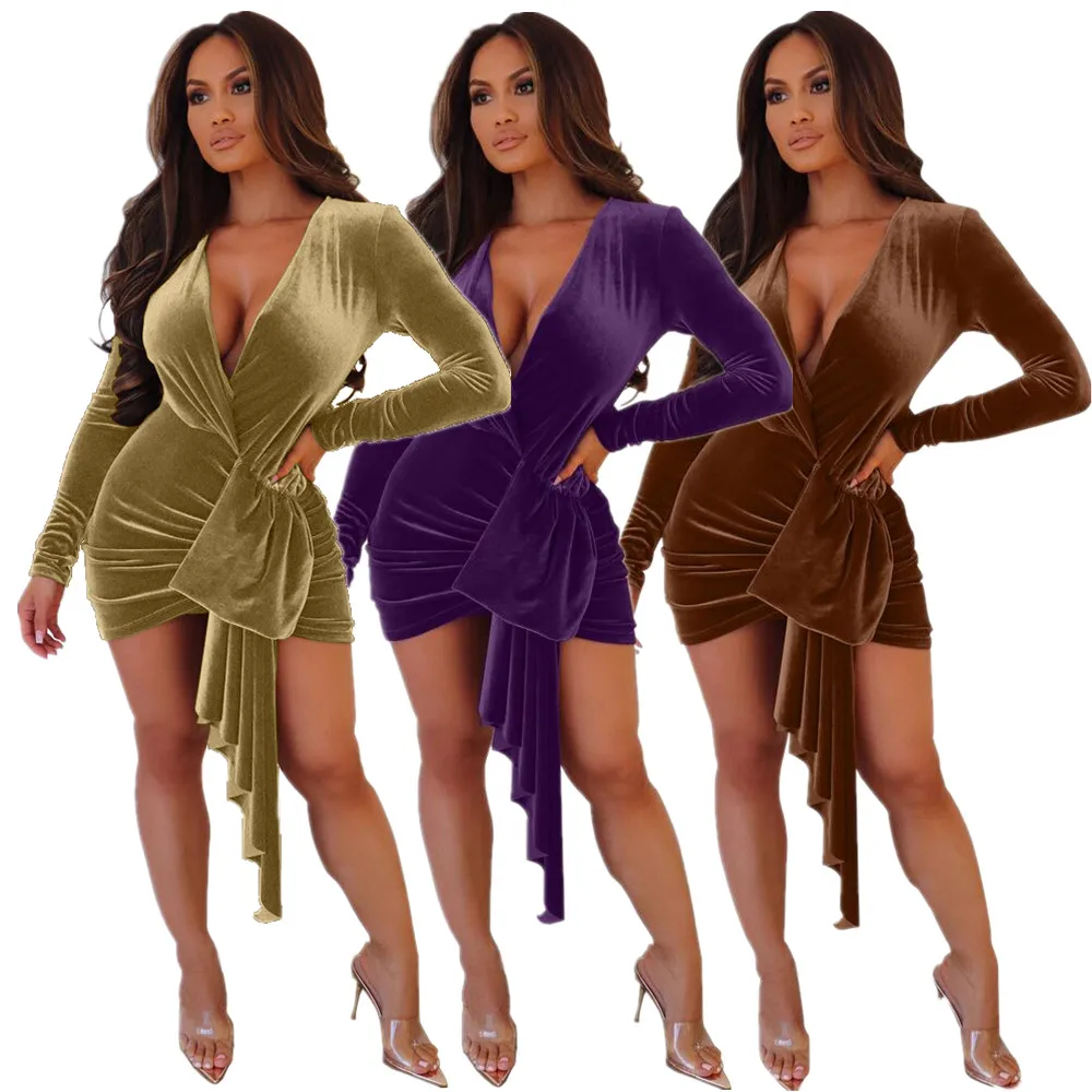 

Clothes Vendor for LTS3090 women fashion solid cleavage bandage bodycon mini dresses LTS3090