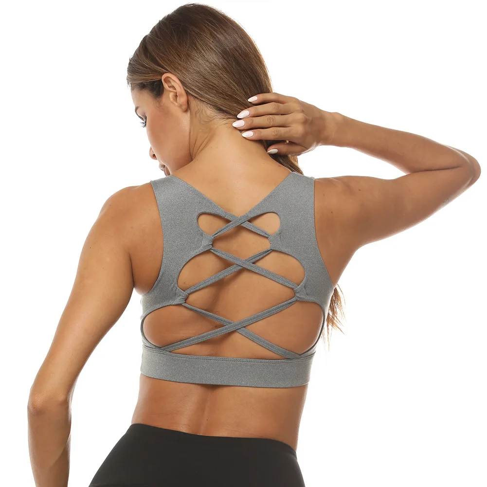 

BBZL036 Sexy 2XL Plus Size Cross Backless Yoga Bra