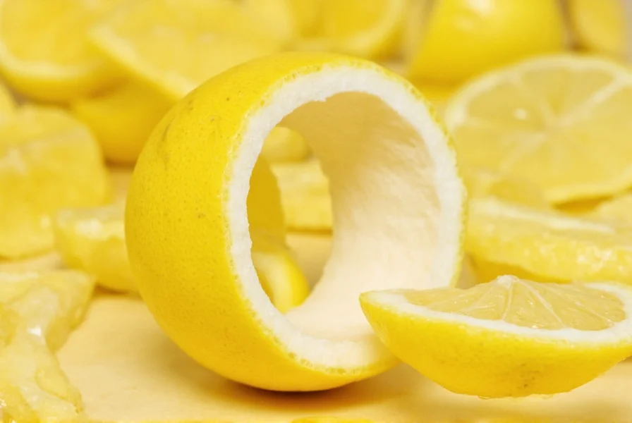 Close-up of fresh lemon zest being grated into a bowl