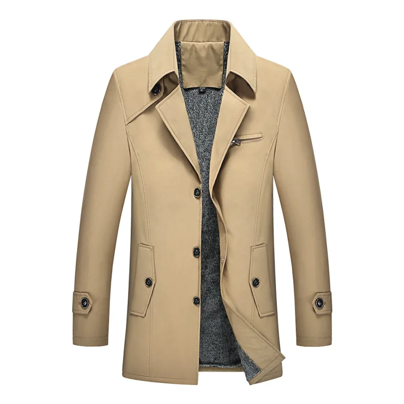 

Windbreaker men's mid-length autumn and winter new Korean style trendy slim men's jacket thick coat mens coats