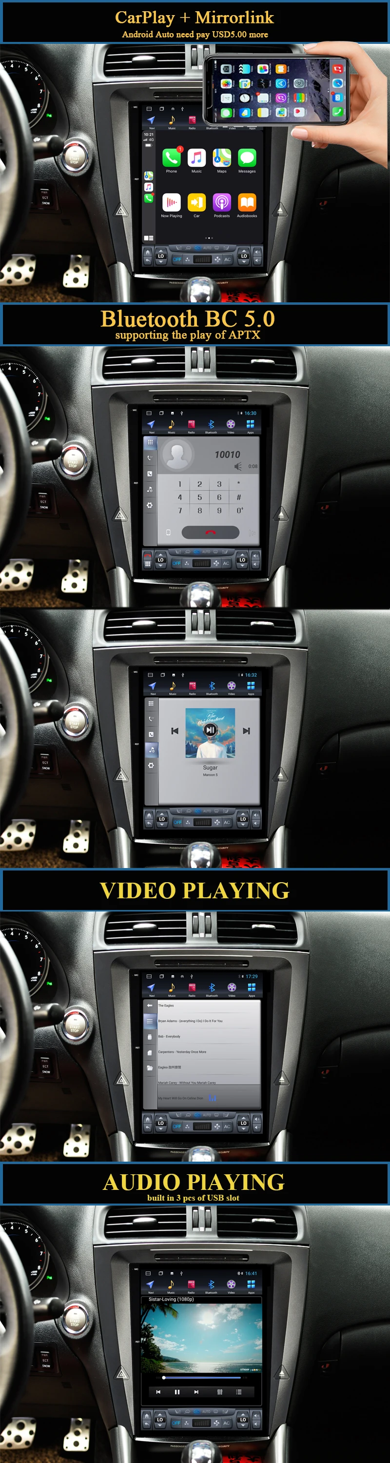 Penhui 10.4" Tesla Screen Of Android Car Multimedia For Lexus Is250