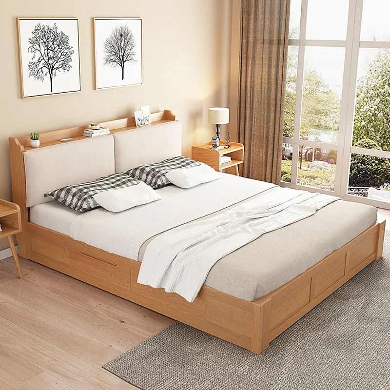 product-BoomDear Wood-High quality wooden home furniture floor wooden bed with storage box solid woo-1