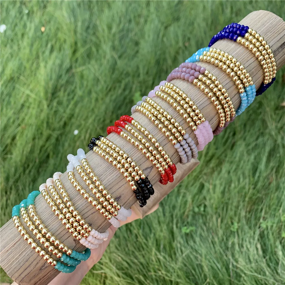 

BD-E2054 High quality colorful faceted bead bracelet, gold filled copper beads bracelet, Multi