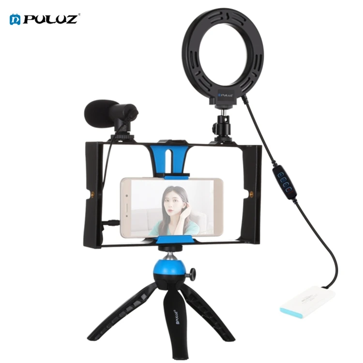 

PULUZ Vlogging Live Broadcast Smartphone Video Rig with 4.7 inch 12cm Ring LED Selfie Light Phone Tripod Kits