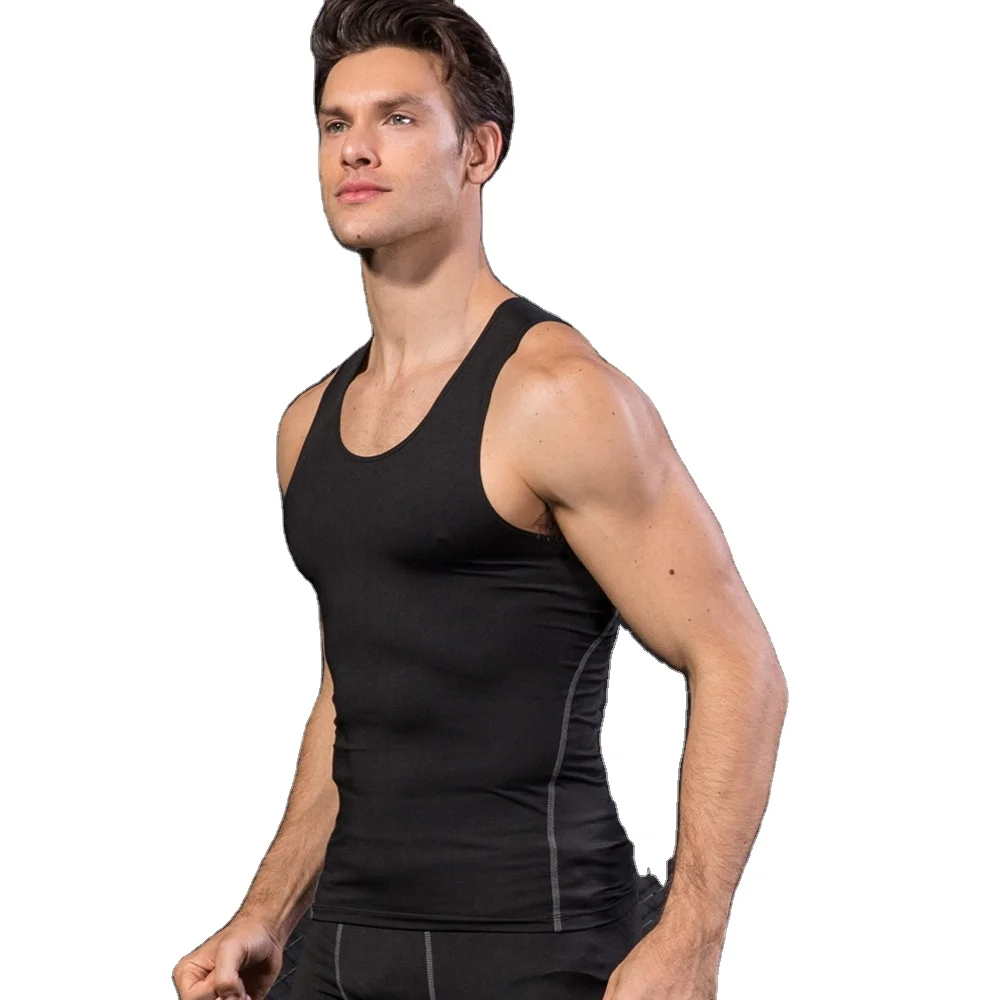 

2021 New Compression Tights Gym Tank Tops Quick Dry Sleeveless Sports Shirt Men Fitness Clothing Summer Cool Men's Running Vest, Customized color