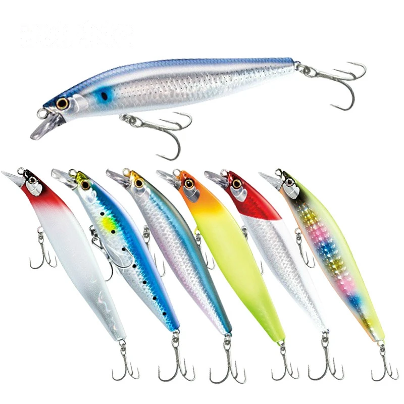 

14g 99mm hard Minnow Lure isca artificial Trout Trolling Sea Bass fishing Bait, 7colors