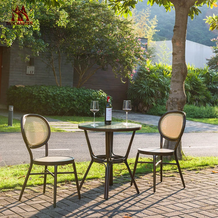 
New Collection Stackable Outdoor Furniture Rattan Wicker Chairs Garden Dining Sets Aluminum Frame Folding Table Set Wholesale 