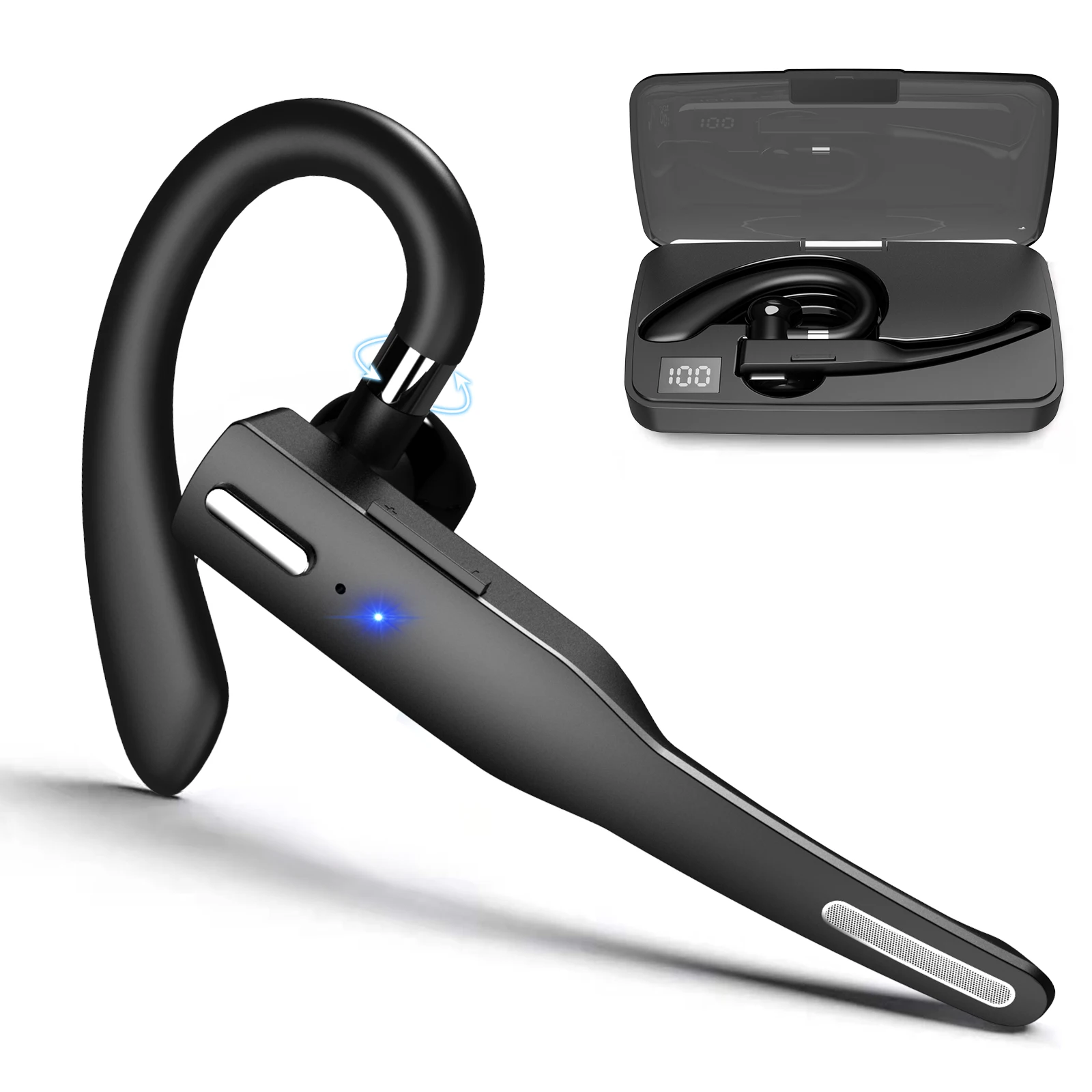 

Wireless Earpiece V5.0 Hands-Free Earphones with Built-in Mic for Driving/Business/Office Compatible with iPhone and Android