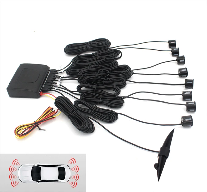 12v Car Accessories Parking System Sensor Kit With 8 Sensors 22mm