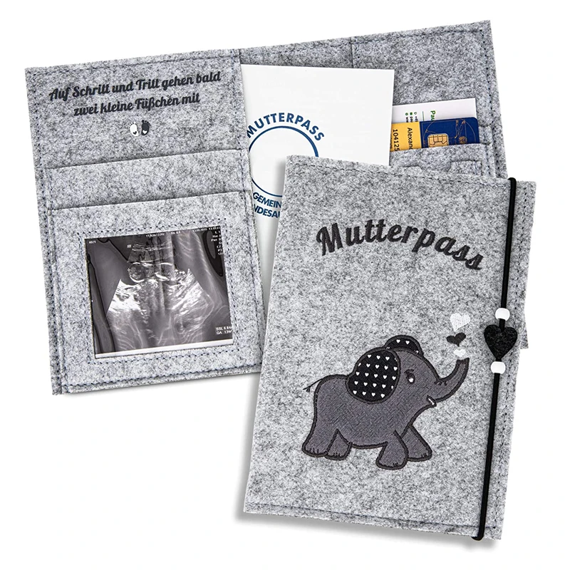 

Simplicity Design Grey Felt Maternity Passport Cover for New Mom