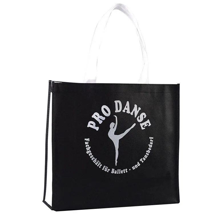 

Hot Sell Black Color With Print Customized Logo Eco Friendly Reusable Storage Shopping Non Woven Tote Bags