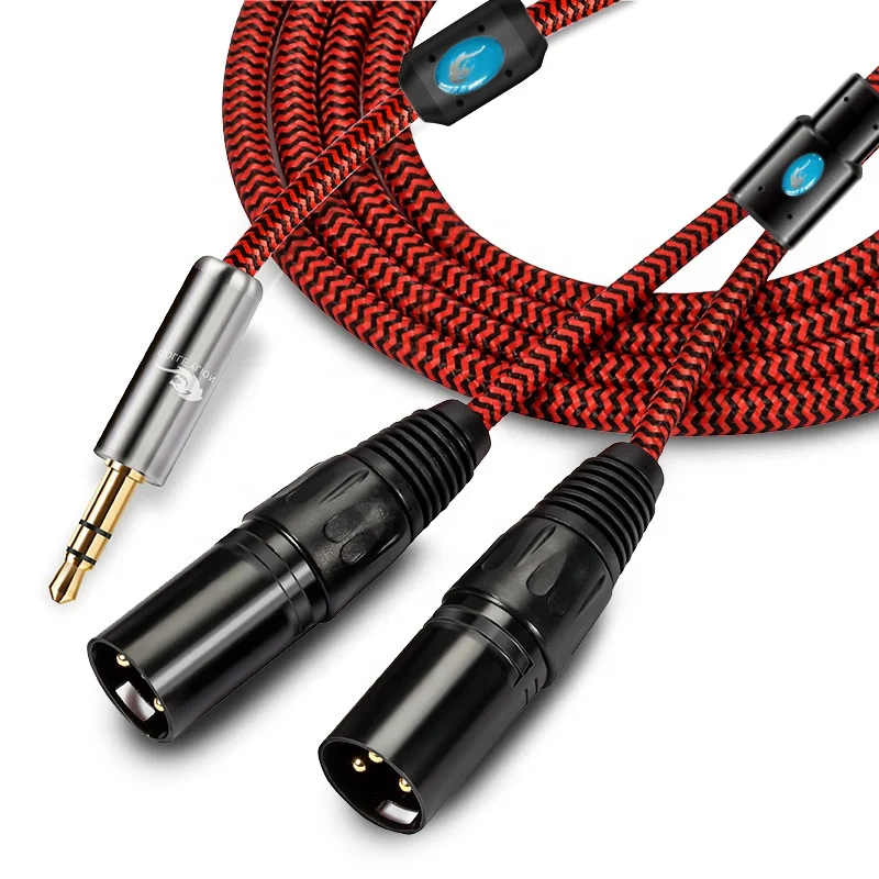 

Hifi Audio Cable Mini Jack 3.5mm to 2 XLR 3 Pin for PC Headphone Amplifier MP3 Mixing Console Dual XLR to 3.5 Cable
