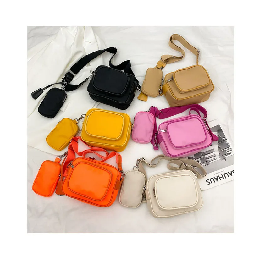 

Korean Style Pillow Messenger Bag Women 2020 Retro Solid Colour Shoulder Bags Composite Oxford Material Handbag Crossbody Bags