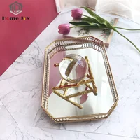 

Luxury gold decorative home accessories glass mirror serving tray for living room bath room kitchen hotel