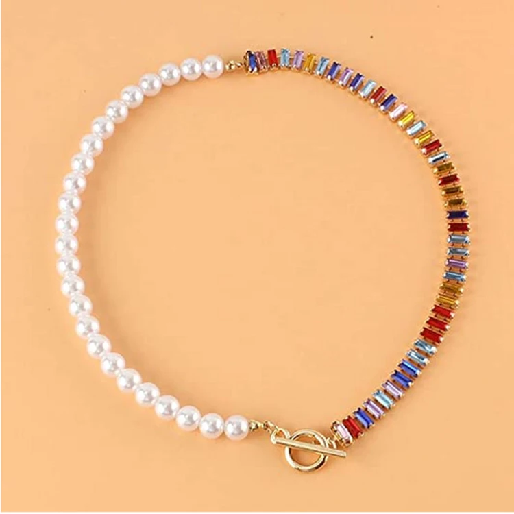 

Hot Selling Beautiful Pearl Necklace Fine Rhinestone Choker Necklace For Woman