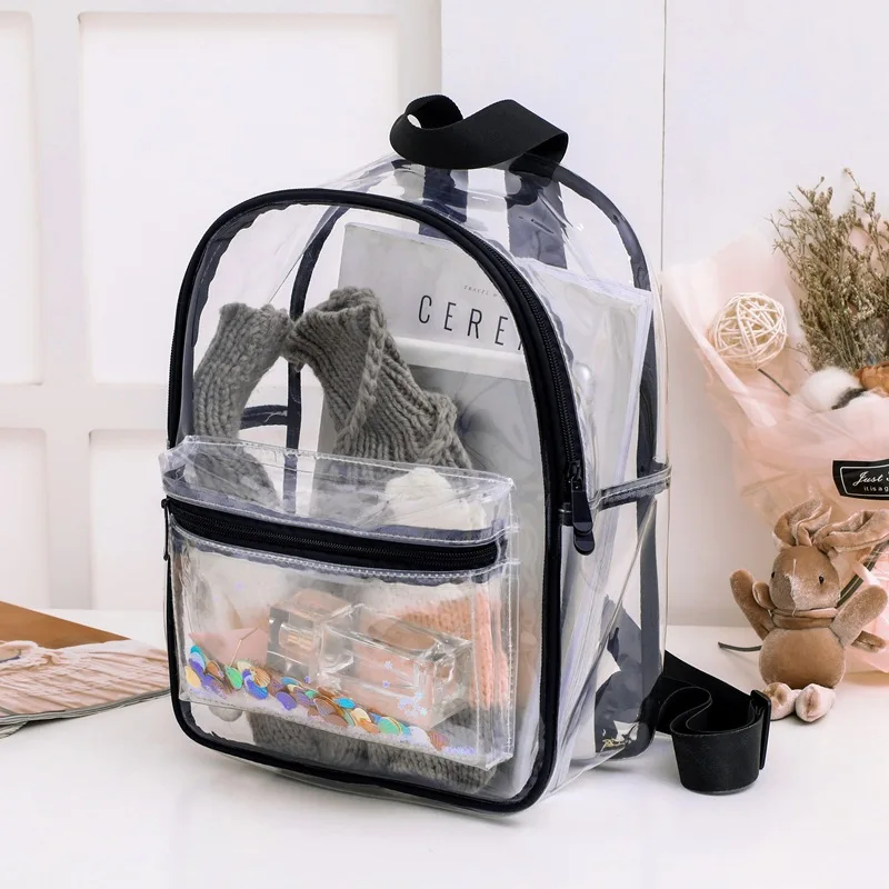 

wholesale custom Clear Toddler Backpack Baby Girls Transparent PVC Schoolbag Cute Bookbag kids school bags for kids travel, Multicolor