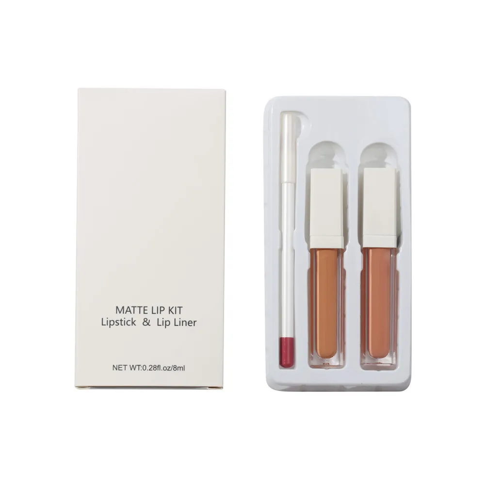 

Matte Liquid Lipstick And Lip Liner Set Private Label Makeup Vendors Nude Lip Gloss