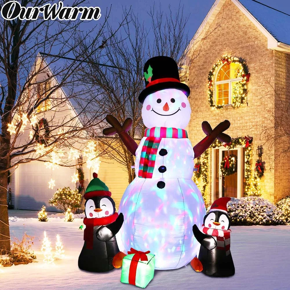 

Ourwarm Navidad & Decoracion Christmas Decoration Inflatable Snowman Penguins With LED Light For Indoor Outdoor Decoration